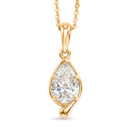 Lucy Q - SGL Certified Lab Grown Diamond (SI/G-H) Pear Cut Solitaire Drop Pendant with Chain (Size 20) in 18K Vermeil Yellow Gold Plated Sterling Silver 1.00 Ct._4484581