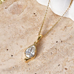 Lucy Q - SGL Certified Lab Grown Diamond (SI/G-H) Pear Cut Solitaire Drop Pendant with Chain (Size 20) in 18K Vermeil Yellow Gold Plated Sterling Silver 1.00 Ct._4484581_2