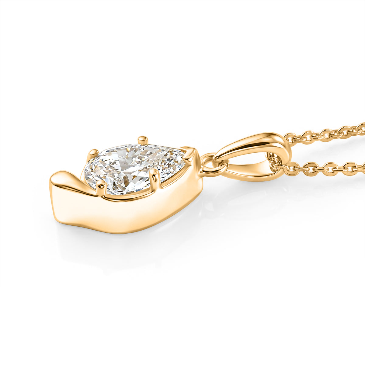 Lucy Q - SGL Certified Lab Grown Diamond (SI/G-H) Pear Cut Solitaire Drop Pendant with Chain (Size 20) in 18K Vermeil Yellow Gold Plated Sterling Silver 1.00 Ct. 4484581 4