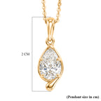 Lucy Q - SGL Certified Lab Grown Diamond (SI/G-H) Pear Cut Solitaire Drop Pendant with Chain (Size 20) in 18K Vermeil Yellow Gold Plated Sterling Silver 1.00 Ct._4484581_5