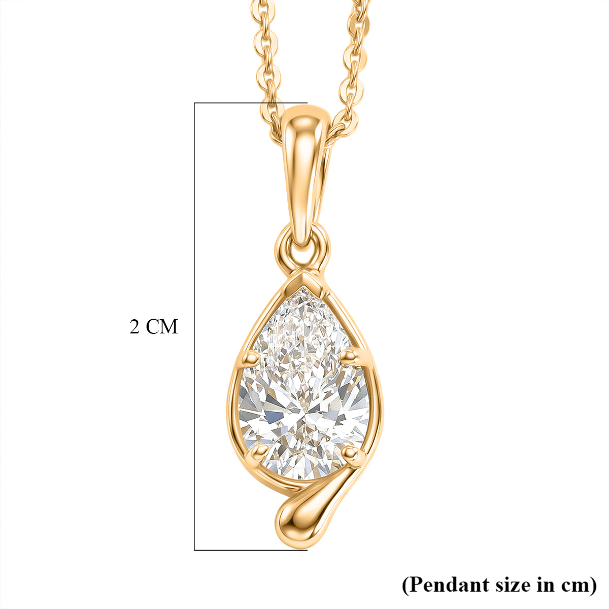 Lucy Q - SGL Certified Lab Grown Diamond (SI/G-H) Pear Cut Solitaire Drop Pendant with Chain (Size 20) in 18K Vermeil Yellow Gold Plated Sterling Silver 1.00 Ct. 4484581 6