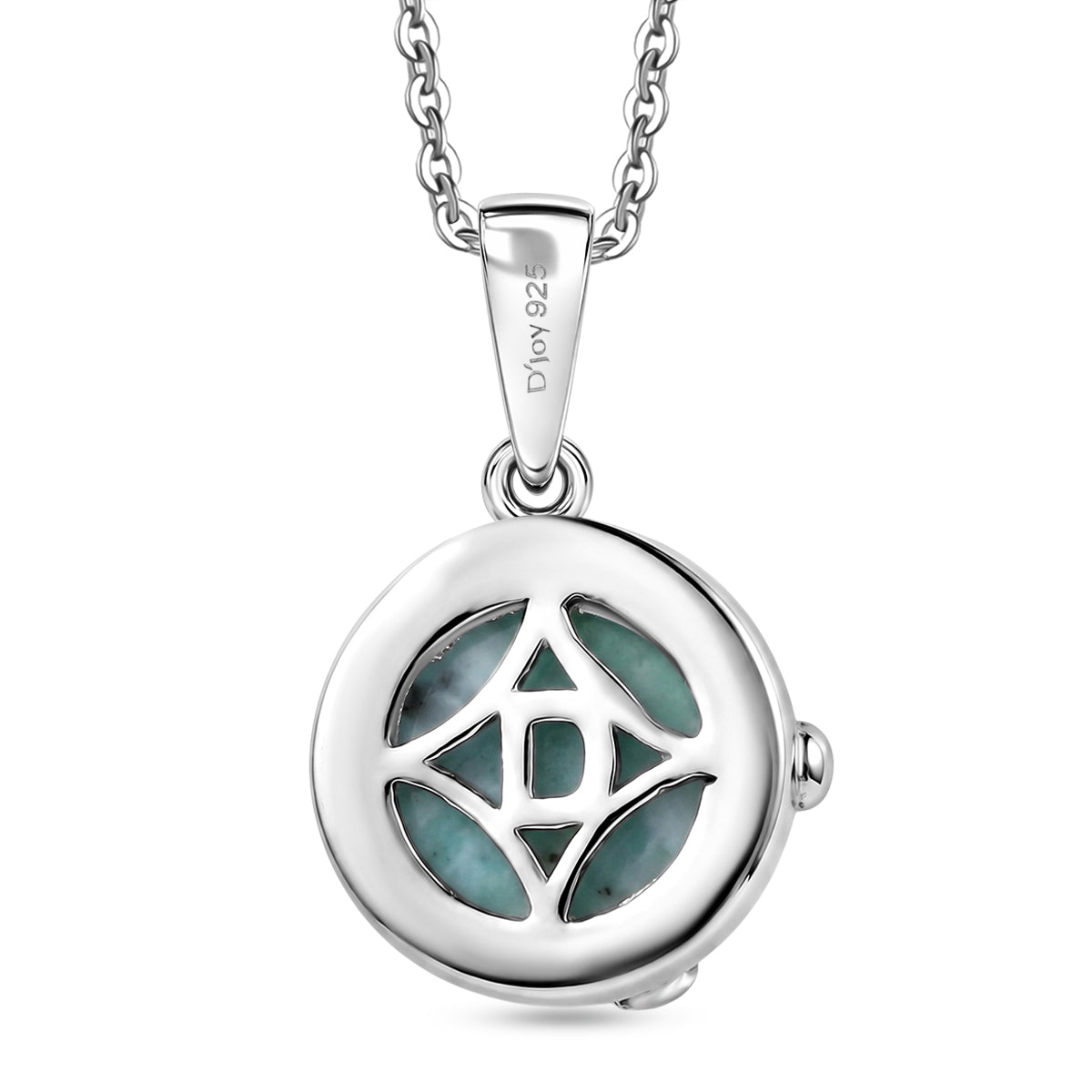 D'Joy - Natural Larimar &amp; White Zircon Drop Pendant with Chain (Size 20) in Platinum Overlay Sterling Silver 2.36 Ct. 4484609 5