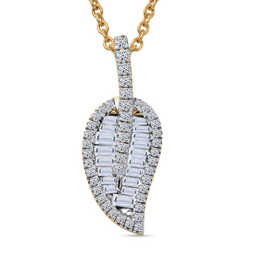JCK VEGAS CLOSEOUT DEAL - Lab Grown Diamond (SI-G-H) Leaf Drop Pendant with Chain (Size 20) in 18K Vermeil Yellow Gold Plated Sterling Silver 1.50 Ct.