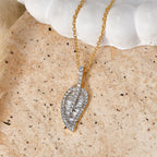Luxuriant - Lab Grown Diamond (SI/G-H) Leaf Drop Pendant with Chain (Size 20) in 18K Vermeil Yellow Gold Plated Sterling Silver 1.50 Ct._4485029_2