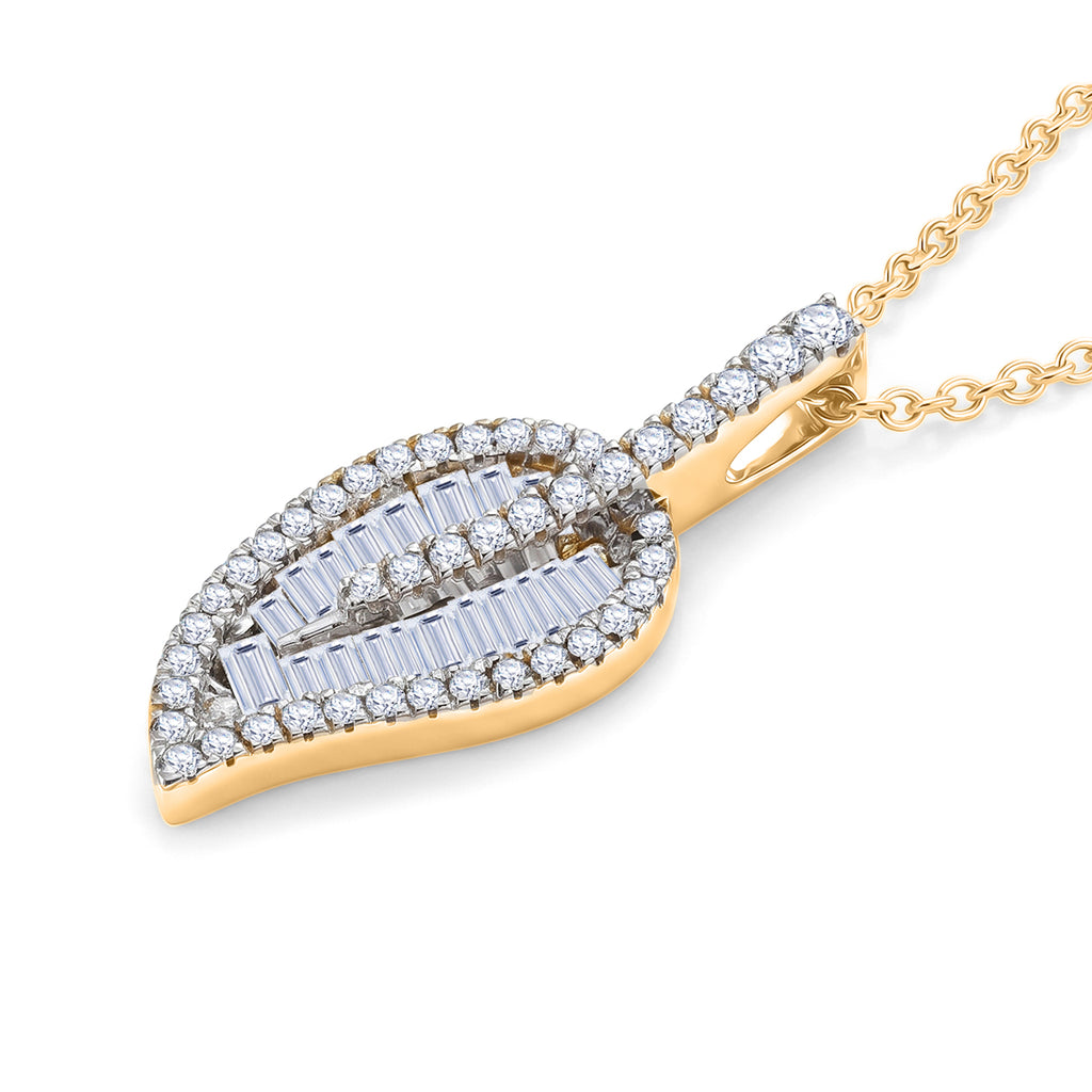 Luxuriant - Lab Grown Diamond (SI/G-H) Leaf Drop Pendant with Chain (Size 20) in 18K Vermeil Yellow Gold Plated Sterling Silver 1.50 Ct._4485029_3