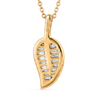 Luxuriant - Lab Grown Diamond (SI/G-H) Leaf Drop Pendant with Chain (Size 20) in 18K Vermeil Yellow Gold Plated Sterling Silver 1.50 Ct._4485029_4