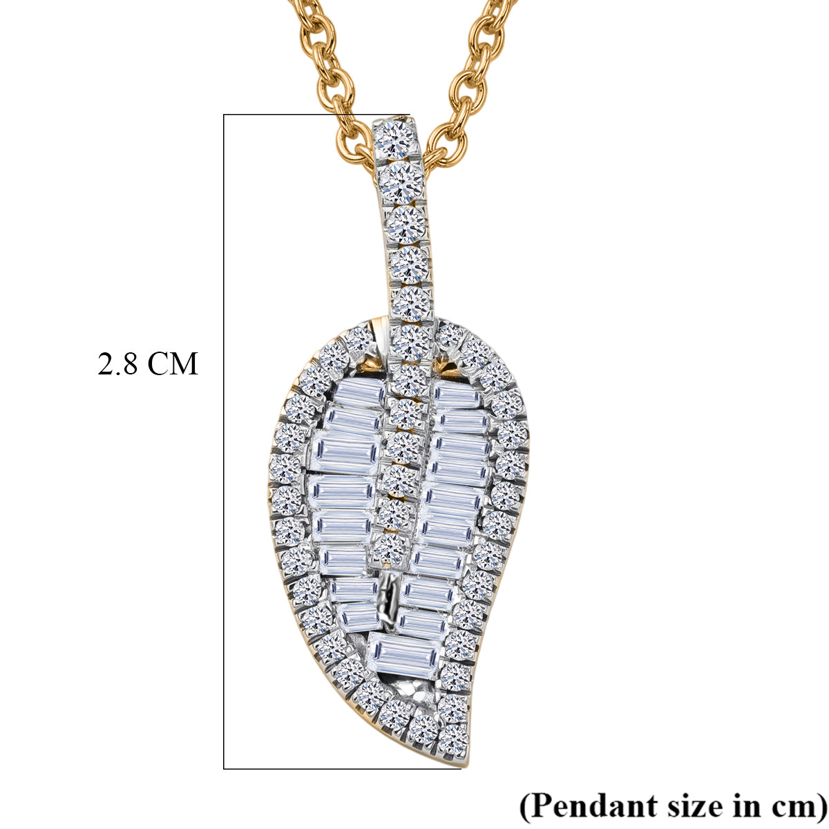 JCK VEGAS CLOSEOUT DEAL - Lab Grown Diamond (SI-G-H) Leaf Drop Pendant with Chain (Size 20) in 18K Vermeil Yellow Gold Plated Sterling Silver 1.50 Ct. 4485029 6