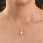 Luxuriant - Ethiopian Opal & Lab Grown Diamond (SI/G-H) Pendant with Chain (Size 20) in Yellow Gold Plated Sterling Silver 0.88 Ct._4485109_1