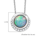 D'Joy - Ethiopian Opal & White Zircon Pendant with Chain (Size 20) in Rhodium Overlay Sterling Silver 1.07 Ct._4485410_5