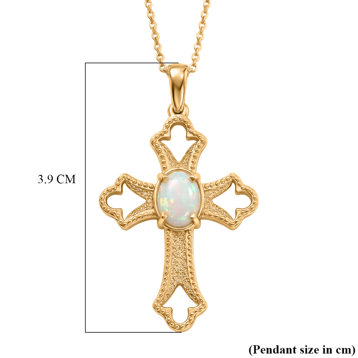 D'Joy - Ethiopian Opal Cross Pendant with Chain (Size 20) in Yellow Gold Plated Sterling Silver V32360521 4