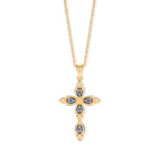 D'Joy - Ceylon Color Quartz & White Zircon Cross Pendant with Chain (Size 20) in Yellow Gold Plated Sterling Silver 5.00 Ct._4485563_4
