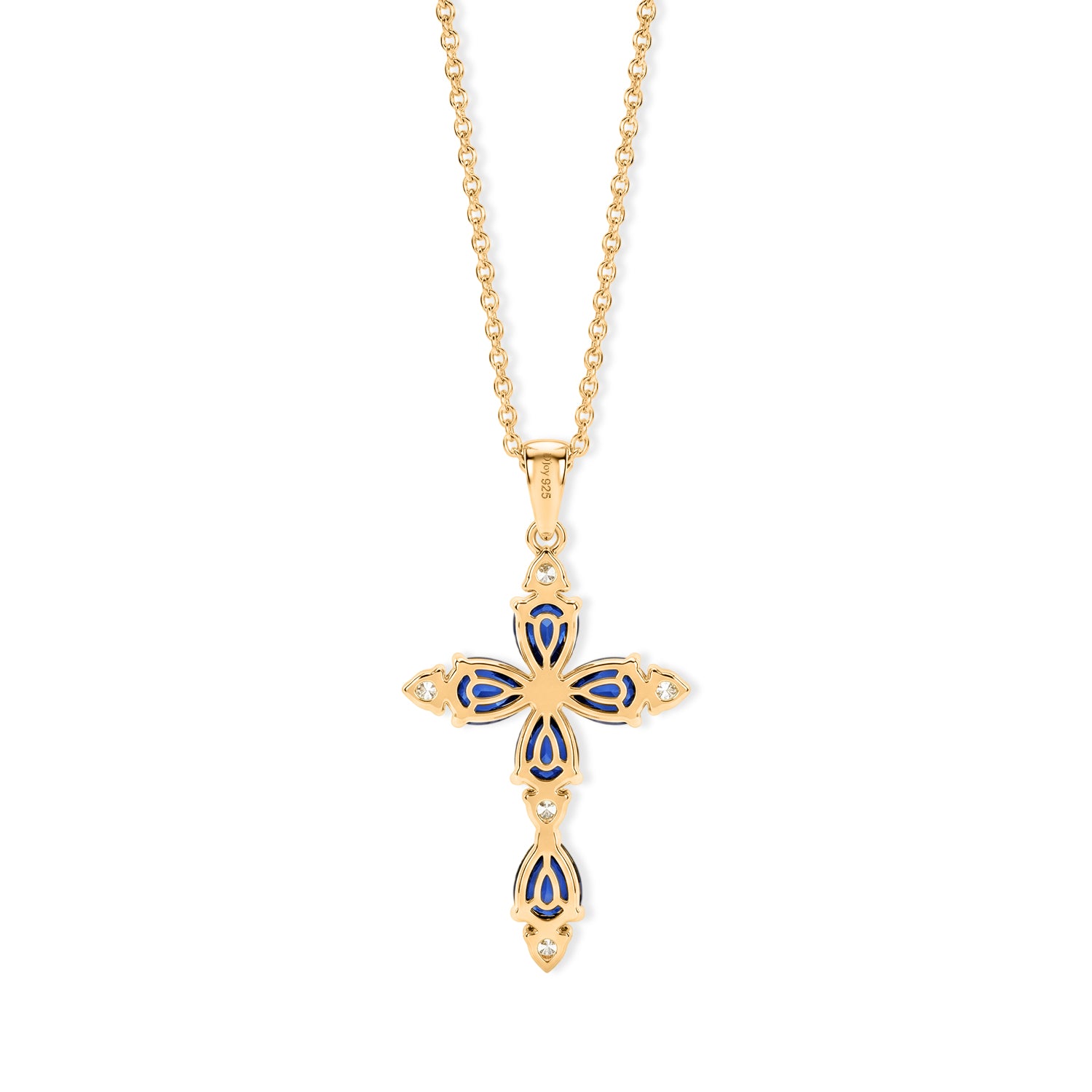 D'Joy - Ceylon Color Quartz &amp; White Zircon Cross Pendant with Chain (Size 20) in Yellow Gold Plated Sterling Silver 5.00 Ct. V32518220 5