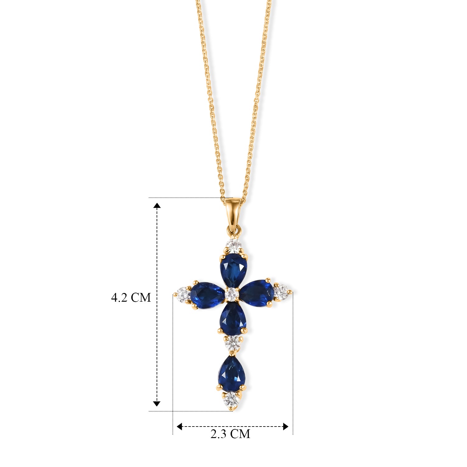 D'Joy - Ceylon Color Quartz &amp; White Zircon Cross Pendant with Chain (Size 20) in Yellow Gold Plated Sterling Silver 5.00 Ct. V32518220 6