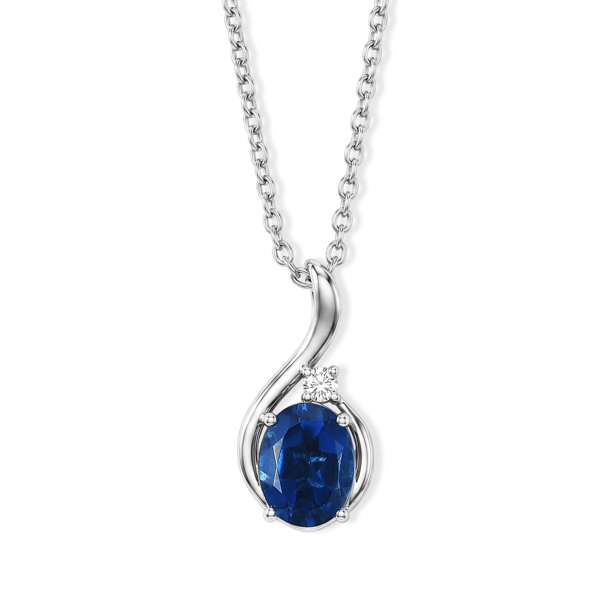D'Joy - Ceylon Color Quartz &amp; Moissanite Swirl Pendant with Chain (Size 20) in Platinum Overlay Sterling Silver 2.13 Ct. V32513294 0