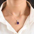 D'Joy - AAA Zambian Amethyst & White Zircon Pendant with Chain (Size 20) in Rhodium Overlay Sterling Silver 6.64 Ct._4485642_1
