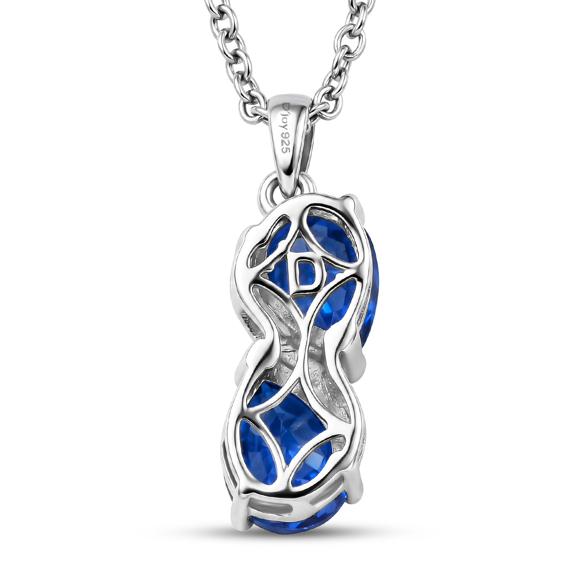 D'Joy - Ceylon Color Quartz Double Stone Pear Pendant with Chain (Size 20) in Platinum Overlay Sterling Silver 2.60 Ct. V32513284 5