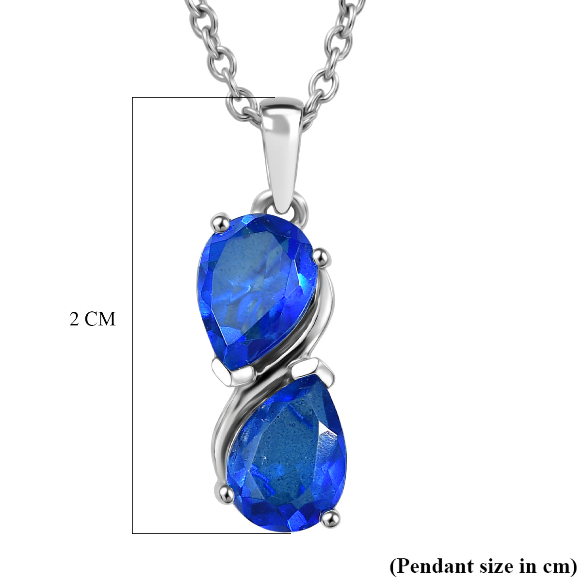 D'Joy - Ceylon Color Quartz Double Stone Pear Pendant with Chain (Size 20) in Platinum Overlay Sterling Silver 2.60 Ct. V32513284 7