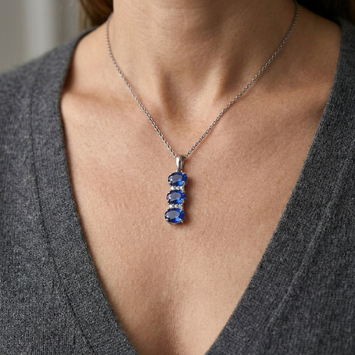 D'Joy - Ceylon Color Quartz &amp; White Zircon Drop Pendant in Platinum Overlay Sterling Silver with Chain (Size 20) 4.23 Ct. 4485895 2