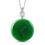 D'Joy - Dyed Green Jade & Fresh Water Pearl Pendant with Chain (Size 18) & Lobster Clasp in Rhodium Overlay Sterling Silver 43.90 Ct._4486311_4