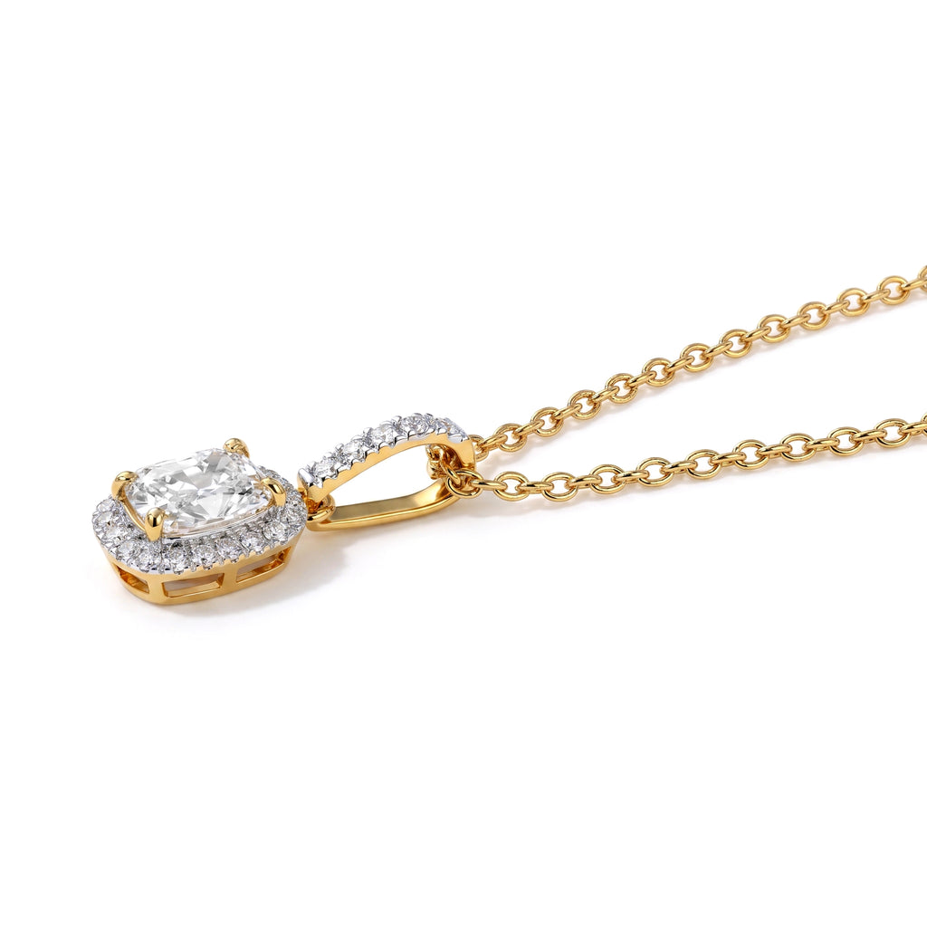 Luxuriant - SGL Certified Lab Grown Diamond (SI/G-H) Cushion Cut Halo Pendant with Chain (Size 20) in 18K Vermeil Yellow Gold Plated Sterling Silver 1.20 Ct._4486322_3