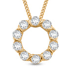 GRA Certified (D-VVS1) Moissanite Circle Cluster Pendant with Chain (Size 18) in Yellow Gold Plated Sterling Silver 1.10 Ct._4486622