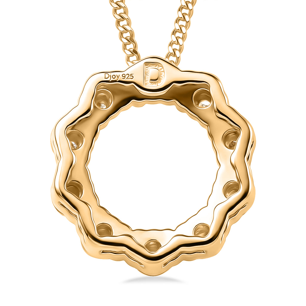 GRA Certified (D-VVS1) Moissanite Circle Cluster Pendant with Chain (Size 18) in Yellow Gold Plated Sterling Silver 1.10 Ct._4486622_4