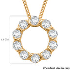 GRA Certified (D-VVS1) Moissanite Circle Cluster Pendant with Chain (Size 18) in Yellow Gold Plated Sterling Silver 1.10 Ct._4486622_6