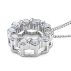 GRA Certified Moissanite Circle Cluster Pendant with Chain (Size 18) in Rhodium Overlay Sterling Silver 1.10 Ct._4486624_3
