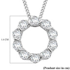 GRA Certified Moissanite Circle Cluster Pendant with Chain (Size 18) in Rhodium Overlay Sterling Silver 1.10 Ct._4486624_6