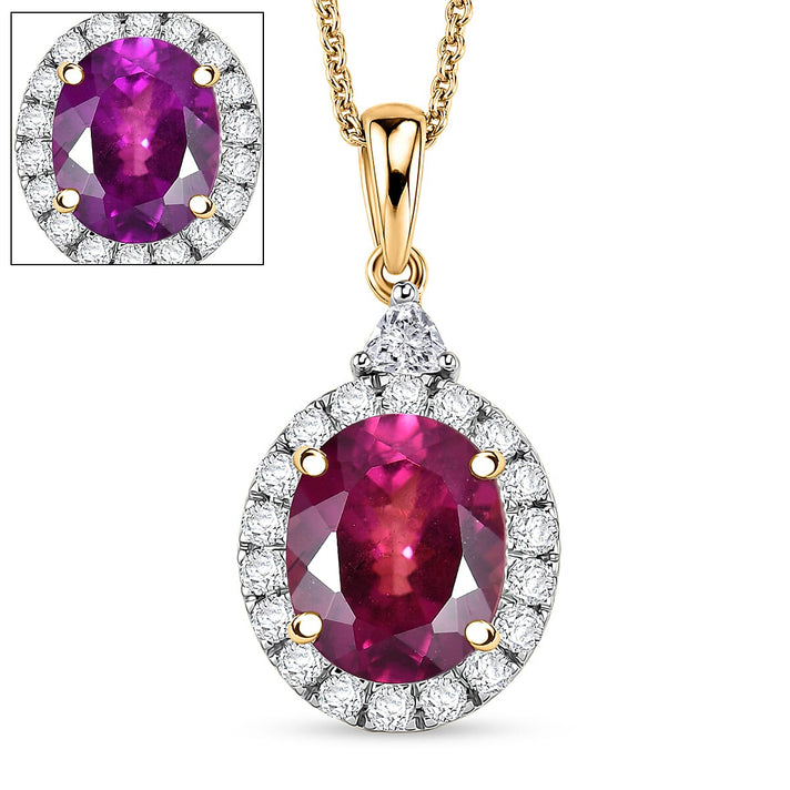 10K Yellow Gold,  Colour Change Garnet,  Lab Grown Diamond Pendant with Chain (Size 18) 3.80ct  Gold Wt. 3.18 Gms  3.800  Ct. 4486647 1