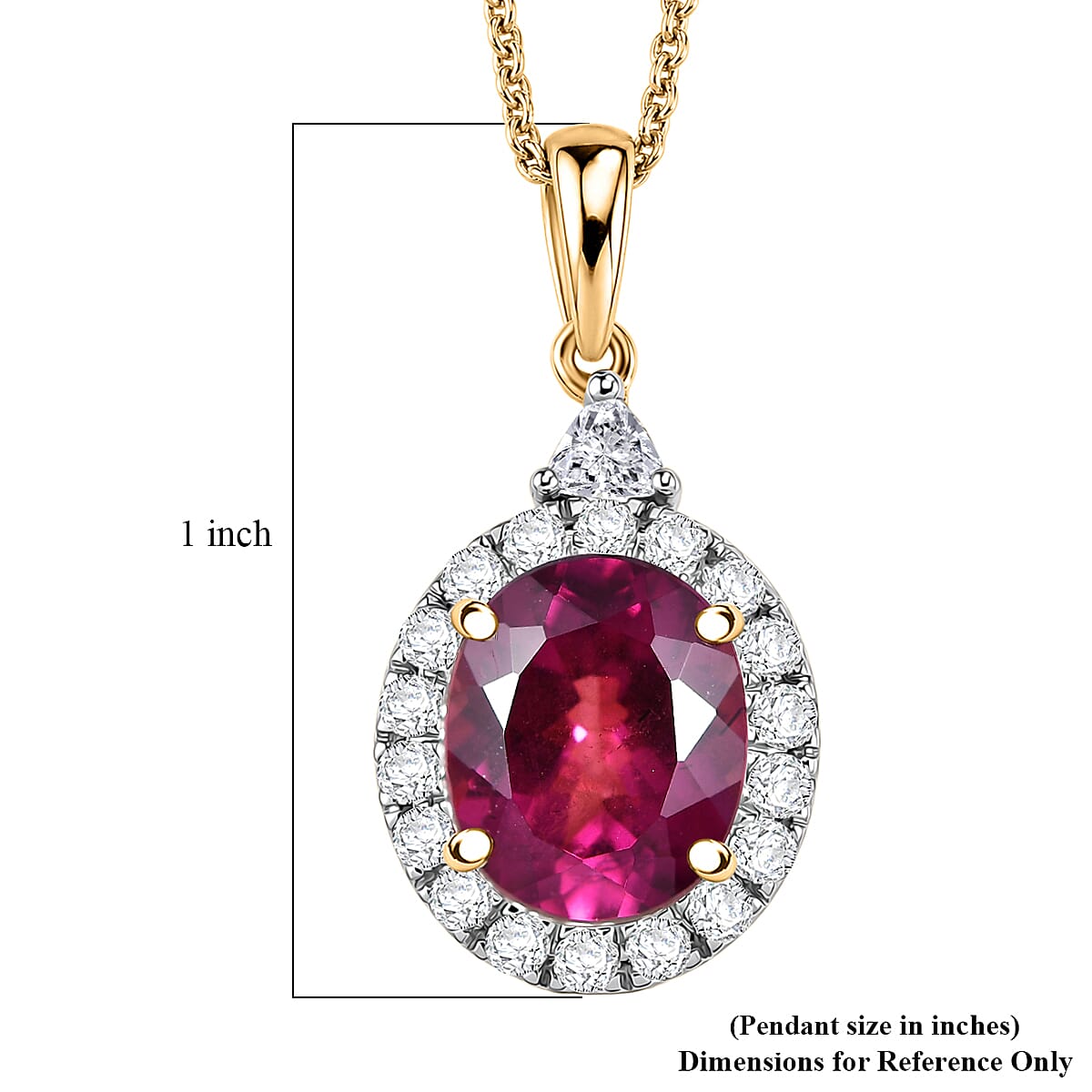 Certified and Appraised Colour Change Garnet,  Lab Grown Diamond Pendant with Chain (Size 18) in 10K Yellow Gold, Gold Wt. 3.18 Gms  3.800  Ct. 4486647 5