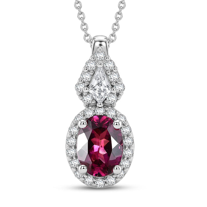 Colour Change Garnet,  Moissanite Pendant with Torn Chain 19DC (Size 18) in Rhodium Overlay Sterling Silver 0.47 ct  2.070  Ct. 4486695 1