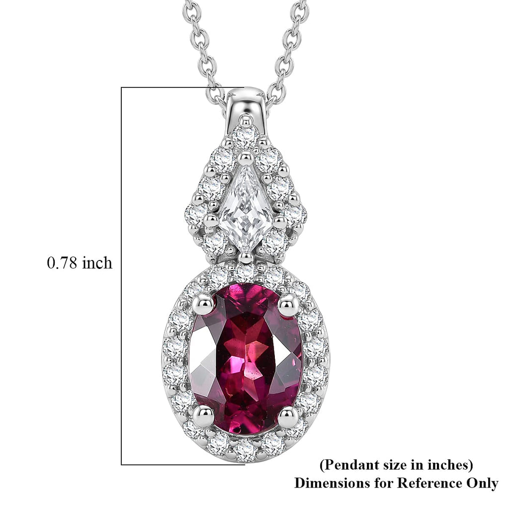 Colour Change Garnet,  Moissanite Pendant with Torn Chain 19DC (Size 18) in Rhodium Overlay Sterling Silver 0.47 ct  2.070  Ct._4486695_6