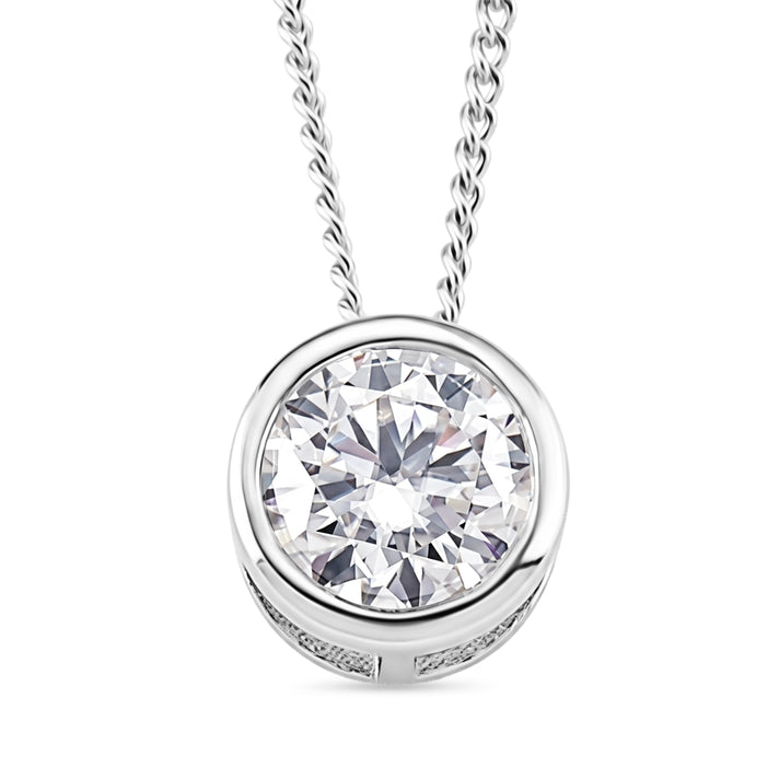 GRA Certified Moissanite Solitaire Pendant with Chain (Size 18) in Rhodium Overlay Sterling Silver 1.00 Ct. 4486705 1