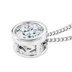 GRA Certified Moissanite Solitaire Pendant with Chain (Size 18) in Rhodium Overlay Sterling Silver 1.00 Ct._4486705_3