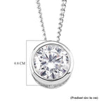GRA Certified Moissanite Solitaire Pendant with Chain (Size 18) in Rhodium Overlay Sterling Silver 1.00 Ct._4486705_6