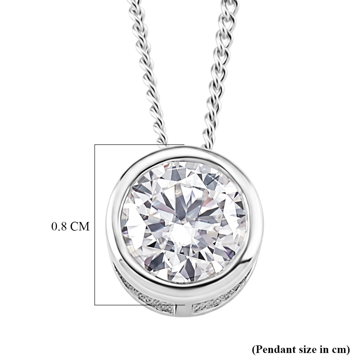 GRA Certified Moissanite Solitaire Pendant with Chain (Size 18) in Rhodium Overlay Sterling Silver 1.00 Ct. 4486705 7
