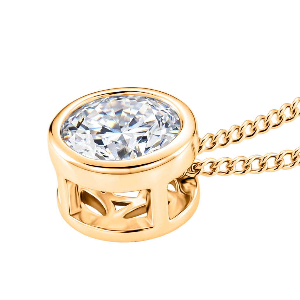 GRA Certified (D-VVS1) Moissanite Solitaire Pendant with Chain (Size 18) in Yellow Gold Plated Sterling Silver 1.00 Ct._4486706_3