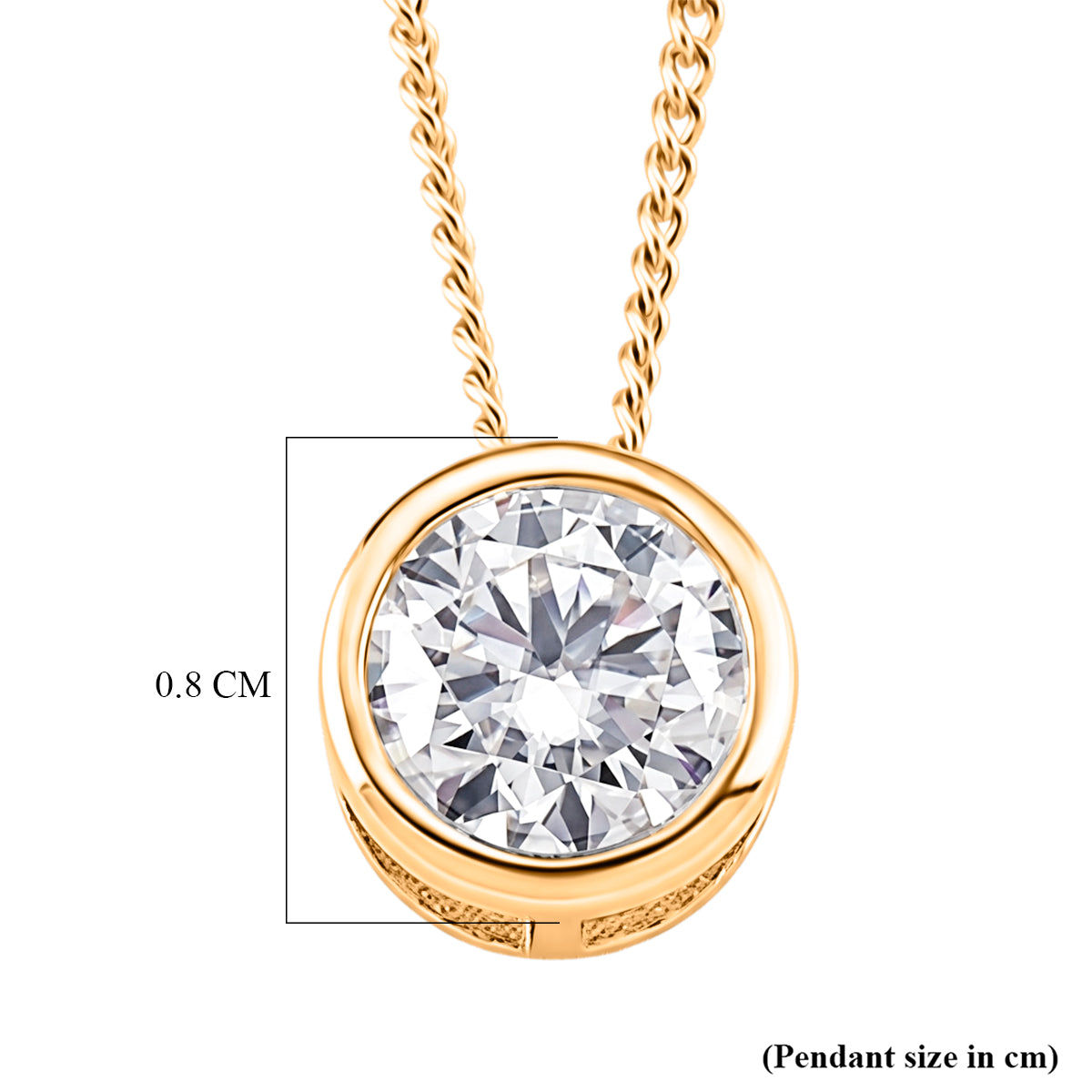 GRA Certified (D-VVS1) Moissanite Solitaire Pendant with Chain (Size 18) in Yellow Gold Plated Sterling Silver 1.00 Ct. V32515028 7