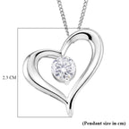 GRA Certified Moissanite Solitaire Heart Pendant with Chain (Size 18) in Rhodium Overlay Sterling Silver_4486758_6
