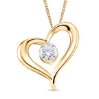 GRA Certified Moissanite Solitaire Heart Pendant with Chain (Size 18) in Yellow Gold Plated Sterling Silver_4486759