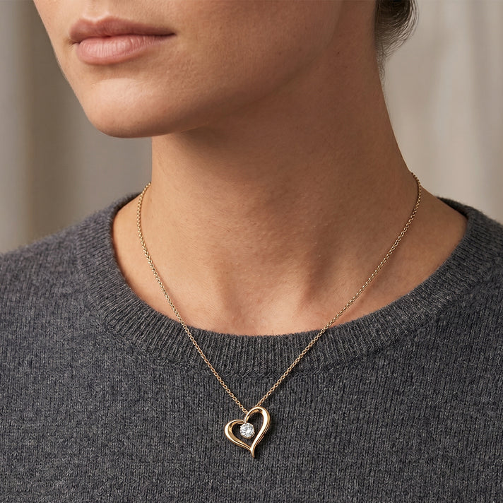 GRA Certified Moissanite Solitaire Heart Pendant with Chain (Size 18) in Yellow Gold Plated Sterling Silver 4486759 2