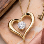 GRA Certified Moissanite Solitaire Heart Pendant with Chain (Size 18) in Yellow Gold Plated Sterling Silver_4486759_2