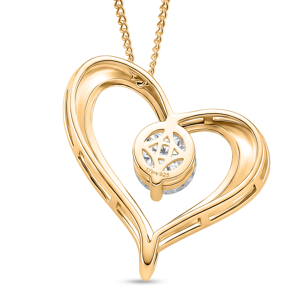 GRA Certified Moissanite Solitaire Heart Pendant with Chain (Size 18) in Yellow Gold Plated Sterling Silver 4486759 5