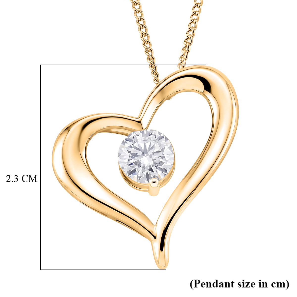 GRA Certified Moissanite Solitaire Heart Pendant with Chain (Size 18) in Yellow Gold Plated Sterling Silver 4486759 7