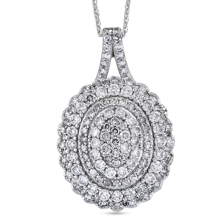 Luxuriant - Lab Grown Diamond (SI-G-H) Cluster Pendant with Chain (Size 20) in Rhodium Overlay Sterling Silver 2.00 Ct. 4486835 1