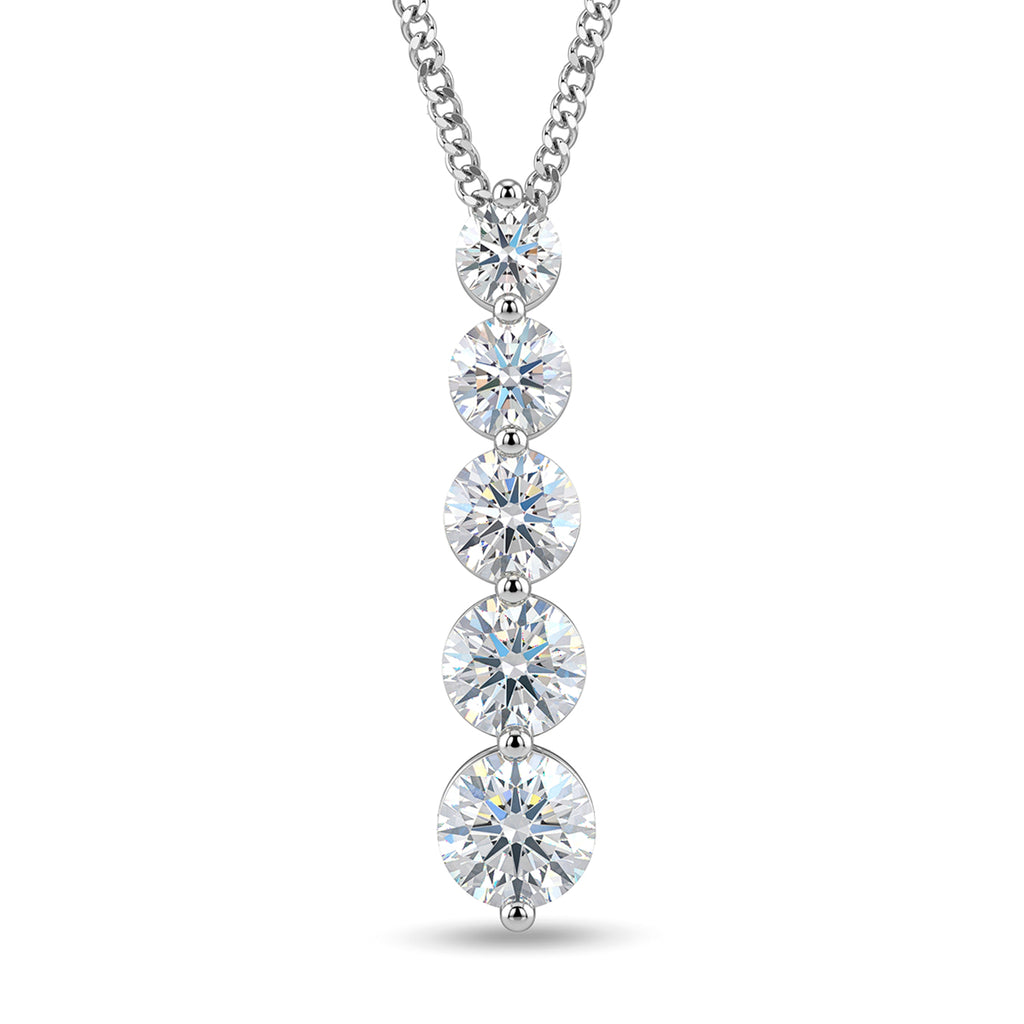 GRA Certified Moissanite Drop Pendant with Chain (Size 18) in Rhodium Overlay Sterling Silver 2.36 Ct._4486977
