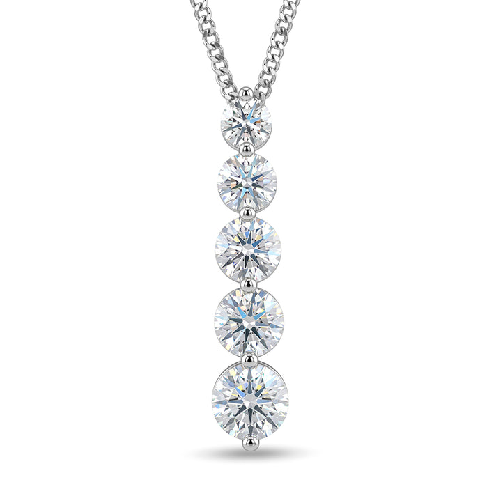 GRA Certified Moissanite Drop Pendant with Chain (Size 18) in Rhodium Overlay Sterling Silver 2.36 Ct. 4486977 1