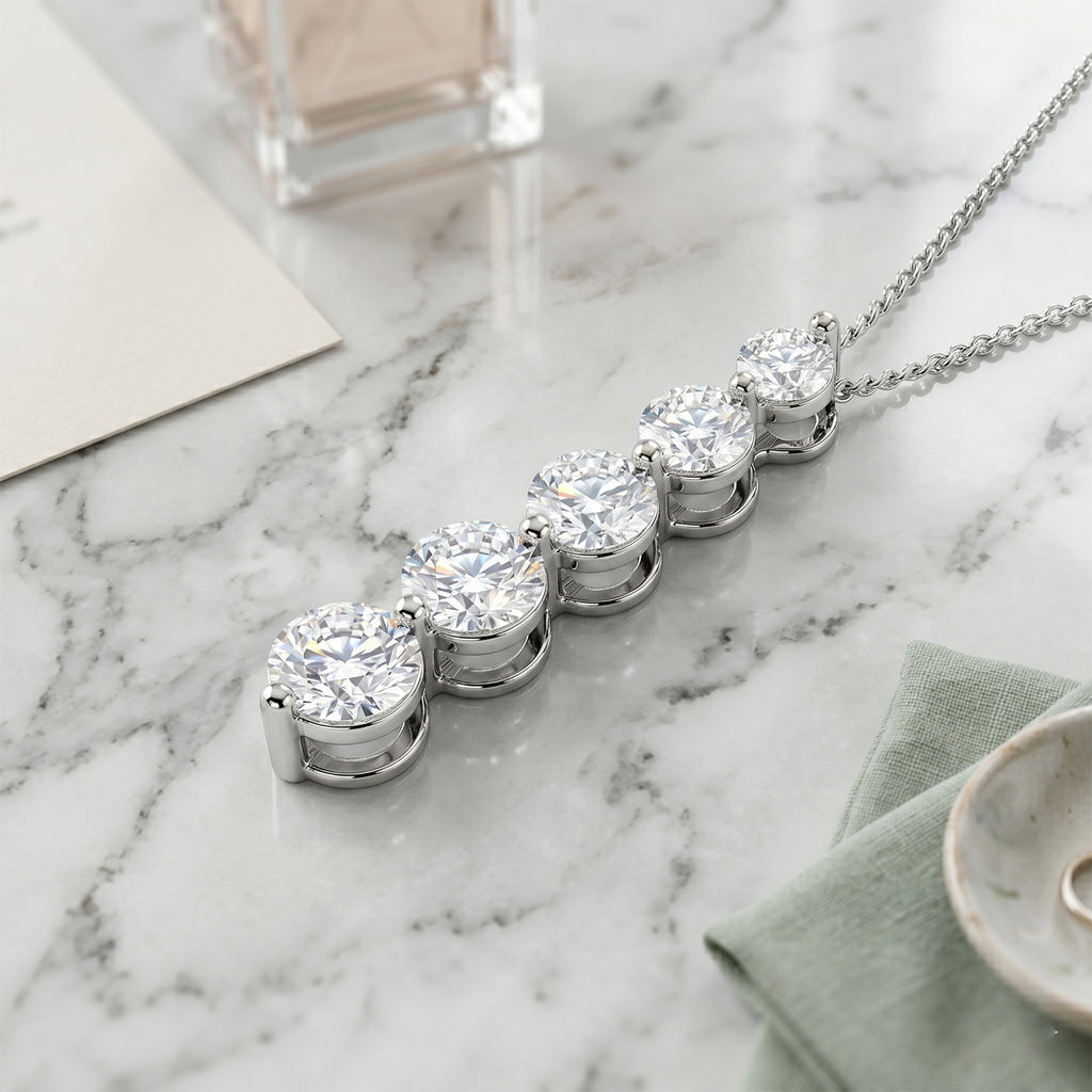 GRA Certified Moissanite Drop Pendant with Chain (Size 18) in Rhodium Overlay Sterling Silver 2.36 Ct._4486977_2