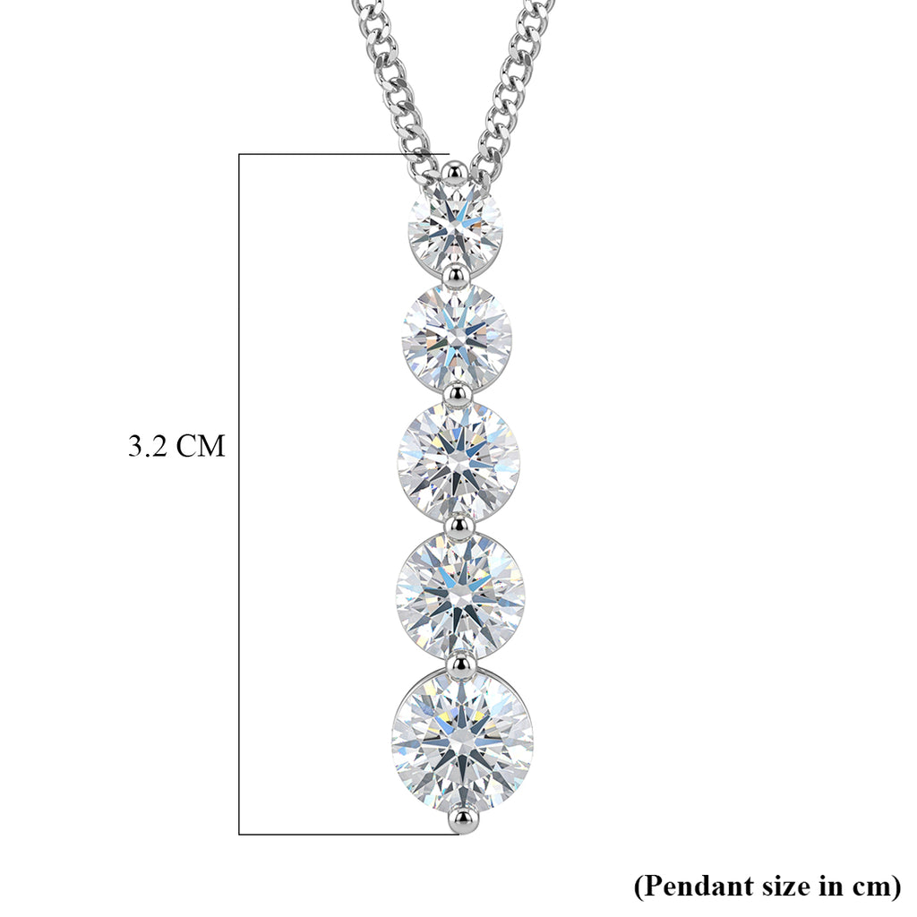 GRA Certified Moissanite Drop Pendant with Chain (Size 18) in Rhodium Overlay Sterling Silver 2.36 Ct._4486977_6